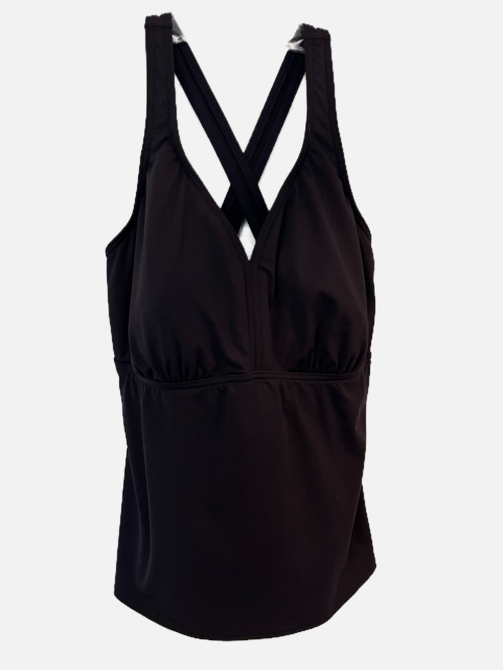 Lands' End Women’s Bathing Suit Swimsuit Black Crossback Tankini Swim Top 14DD